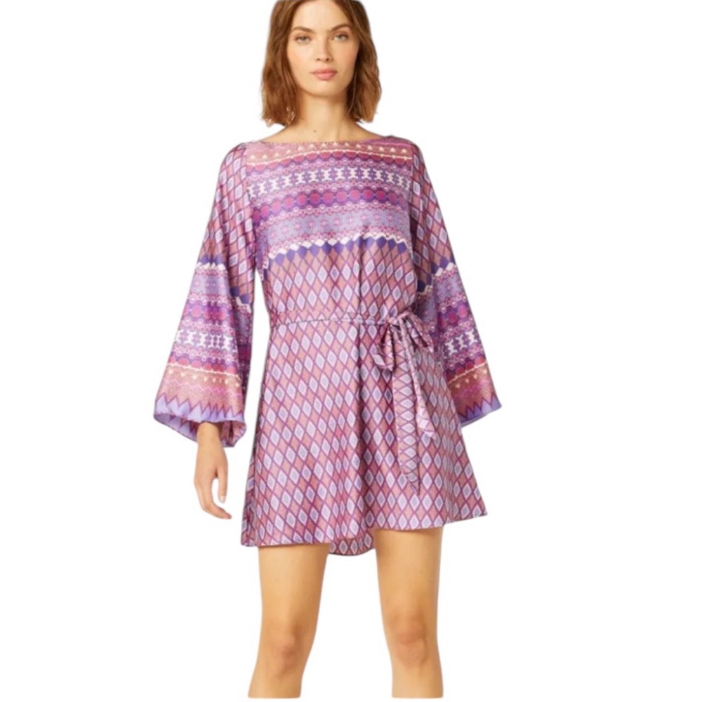 SOLD NWT Misa Los Angeles Violet Geometric Belted Twiggy Dress Size XL Reg. $345 - Picture 2 of 12